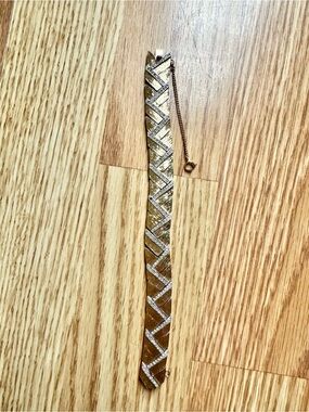 Vintage Panetta Gold-Tone Crystal Chevron Bracelet